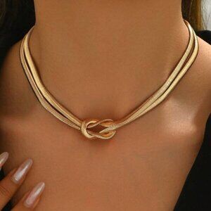 18K Gold Filled Knot Choker Necklace | 15.7" + 2.8"